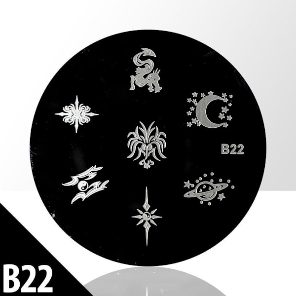 Leimalevy - Kynsikoristeet - B22 - Pyöreä Metal look
