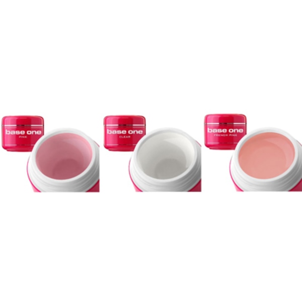 Base One - 3-pak UV gel - Klar, Pink, fransk pink - 30 gram