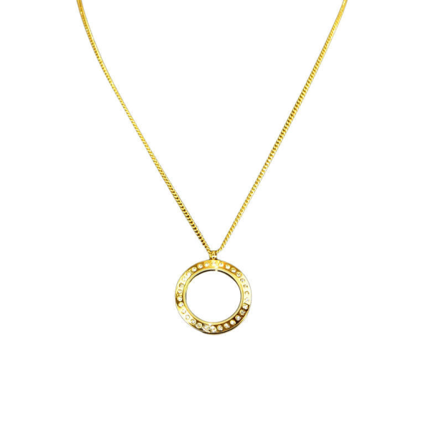 Guldpläterat halsband med ring & stenar - Berlock