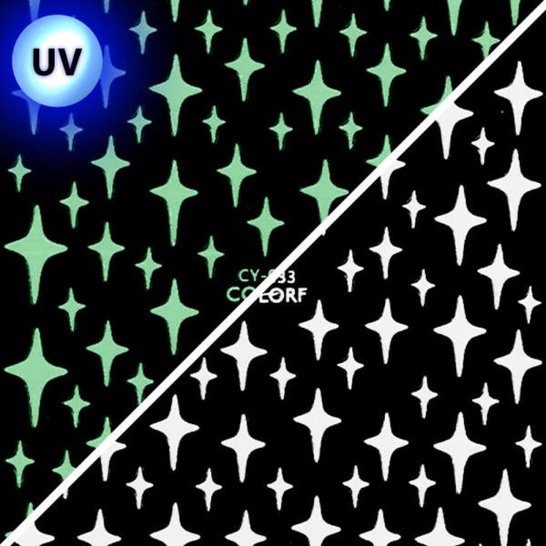 Klisterdekaler - Lyser i UV ljus - CY-033 - För naglar multifärg