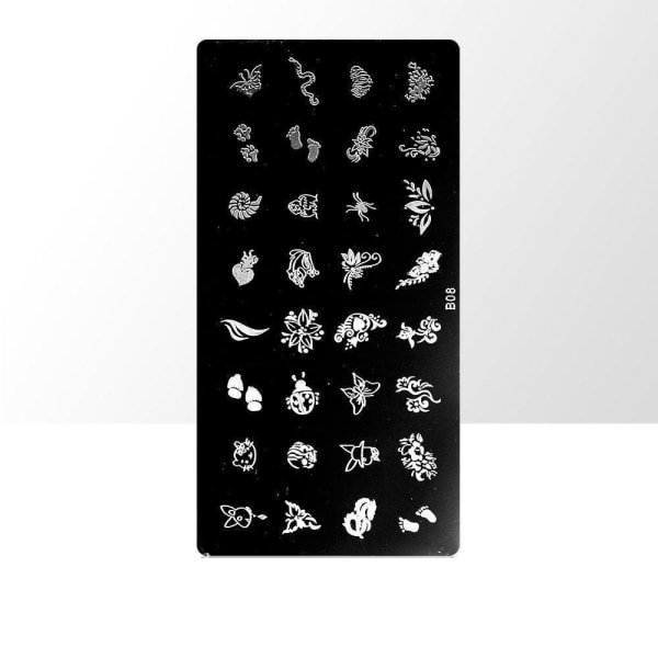 Stempelplade - Negledekorationer - B08 - Rektangel Metal look