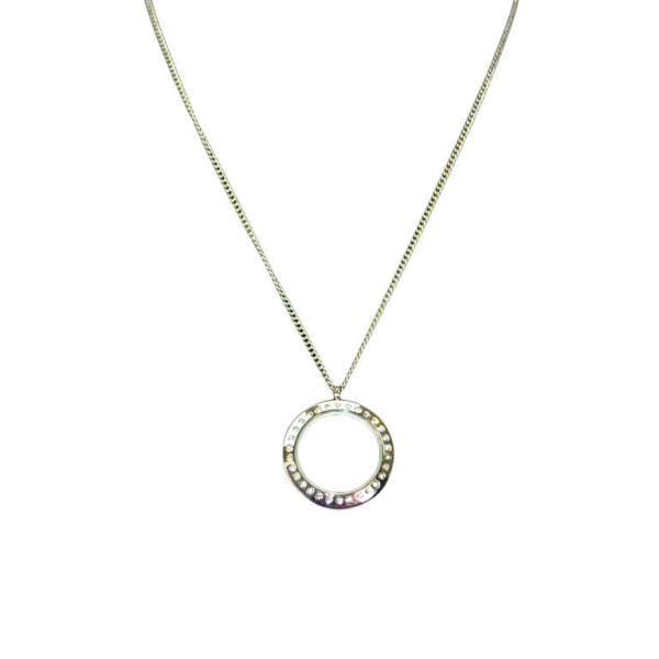 Silverfärgat halsband med ring & stenar - Berlock