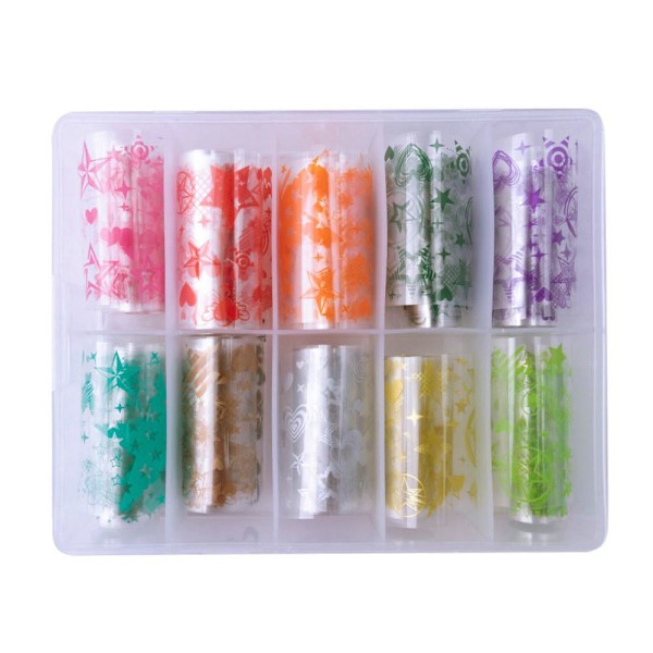 Nagelfolie / folie - Set 10 färger - 100 cm / st multifärg