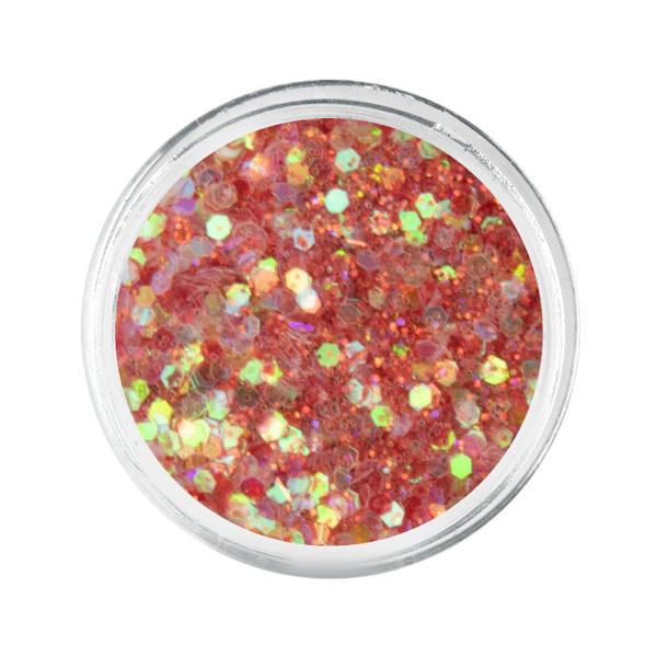 Nail Glitter - Wink Effect - Hexagon - 28 Red