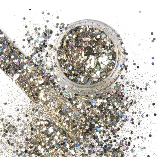 Nail Glitter - Silmäisku - Hexagon - 36 Silver