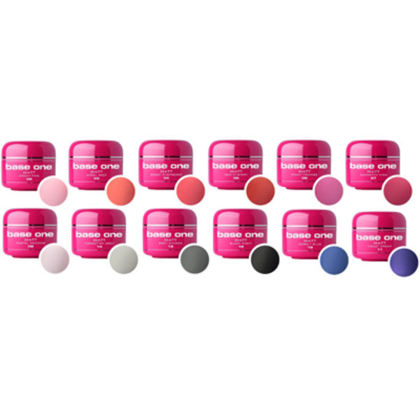 Base One - UV Gel - Matt - 12 Pack - 5g - Silcare Multicolor