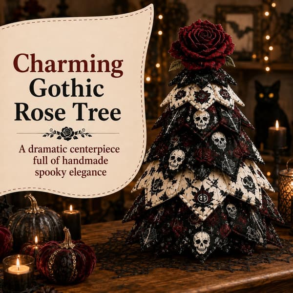 DIY Quilted Fabric Christmas Tree Kit, 3D Fabric Patchwork Craft Set for Beginners, Handmade Table Decoration for Home, Mantel, Table, Office