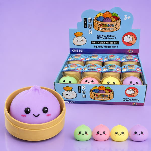 Dumpling Squishy Mystery Box 5,5 cm – Kawaii Fidgetlegetøj & Stressbold til Børn +3 år