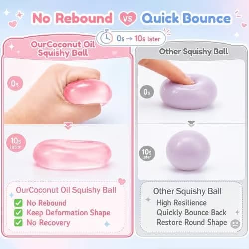 2-pack Coconut Oil Squishy - moldable fidget stress ball with no-rebound effect