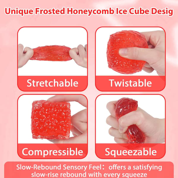 Frostat Honeycomb Ice Cube Squishy Toy, 8 cm Stress Relief Cube, Blødt Sensorisk Fidget Toy til Angst og Fokus for Børn Y