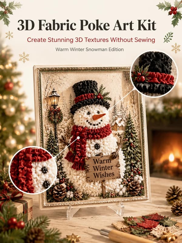 FHNUVB Jul 3D Tyg Poke Art Kit, DIY Julpyssel Kit för Vuxna