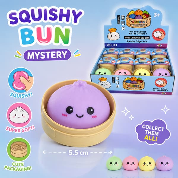 Dumpling Squishy Mystery Box 5,5 cm – Kawaii Fidgetlegetøj & Stressbold til Børn +3 år