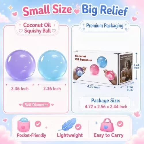 2-pack Coconut Oil Squishy - moldable fidget stress ball with no-rebound effect
