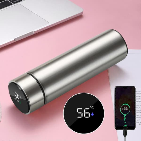 Termos i rustfritt stål med USB-mobilstrøm, smart vannkoker, LCD-temperaturdisplay