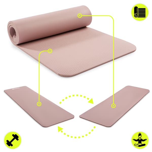 Yogamatta NBR 1,5 cm 183x61 cm med rem – HyperMotion smutsrosa