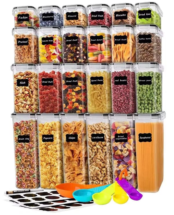 24 Storage Jars - Airtight Jars with Lids 4400