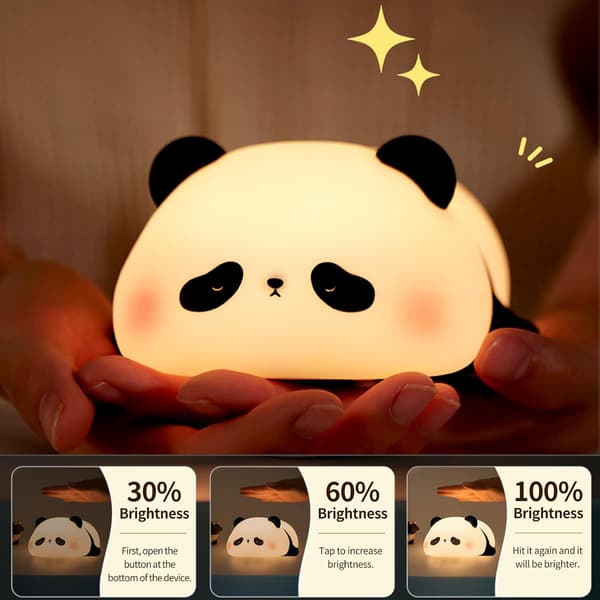 Night Light Kids Panda Night Light Panda Lamp Dimmable Timer, Touch Control Silicone Night Light Baby, USB Rechargeable Cute Panda Lamp