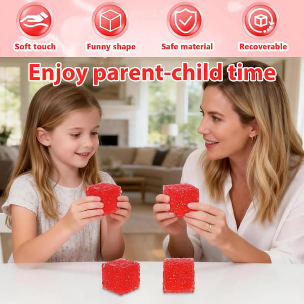 Frostat Honeycomb Ice Cube Squishy Toy, 8 cm Stress Relief Cube, Blødt Sensorisk Fidget Toy til Angst og Fokus for Børn Y