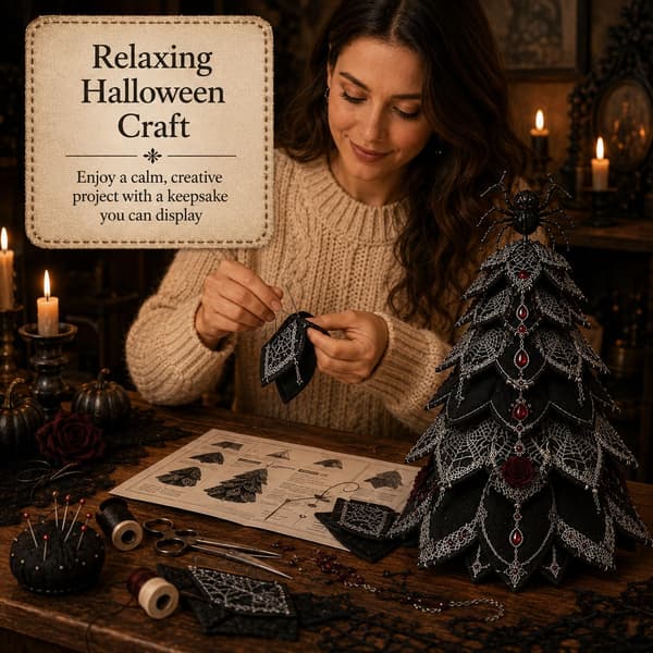 DIY Quilted Fabric Christmas Tree Kit, 3D Fabric Patchwork Craft Set for Beginners, Handmade Table Decoration for Home, Mantel, Table, Office