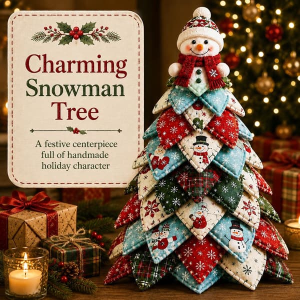DIY Quilted Fabric Christmas Tree Kit, 3D Fabric Patchwork Craft Set for Beginners, Handmade Table Decoration for Home, Mantel, Table, Office