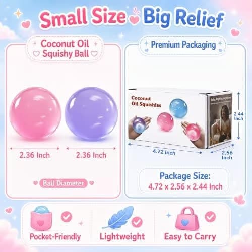 2-pack Coconut Oil Squishy - moldable fidget stress ball with no-rebound effect