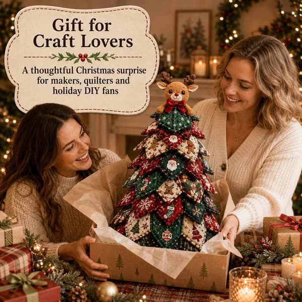 DIY Quilted Fabric Christmas Tree Kit, 3D Fabric Patchwork Craft Set for Beginners, Handmade Table Decoration for Home, Mantel, Table, Office