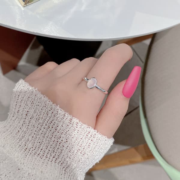 Geometrisk oval ring, sølv, 1 stk