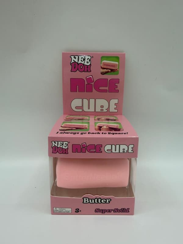 Schylling Needoh Nice Cube sensorisk leke, stresslindrende blokk, klem, lindre stress, puslespill og slipp lysende isbiter i blått