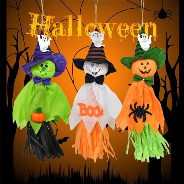 6 stykker Halloween hængende spøgelse, græskar spøgelse vindpose pen
