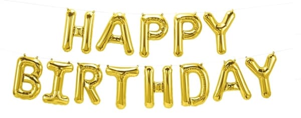 Ilmapallot Happy Birthday, 40cm, Kulta Size