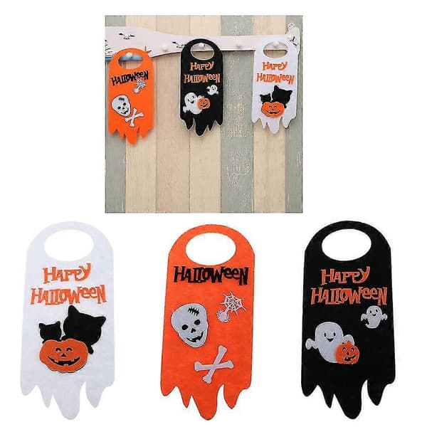 Glad Halloween Söta Tecknade Dörrhängande Dekorationer Vit Whit