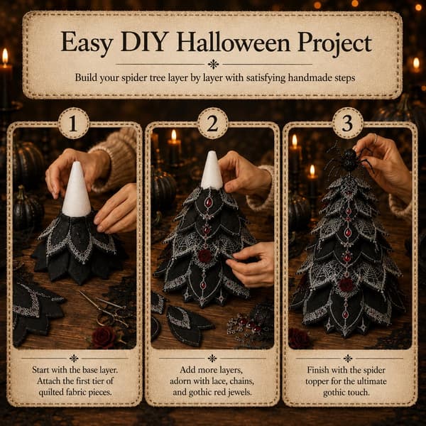 DIY Quilted Fabric Christmas Tree Kit, 3D Fabric Patchwork Craft Set for Beginners, Handmade Table Decoration for Home, Mantel, Table, Office