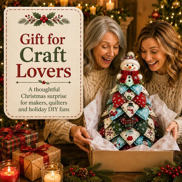 DIY Quilted Fabric Christmas Tree Kit, 3D Fabric Patchwork Craft Set for Beginners, Handmade Table Decoration for Home, Mantel, Table, Office