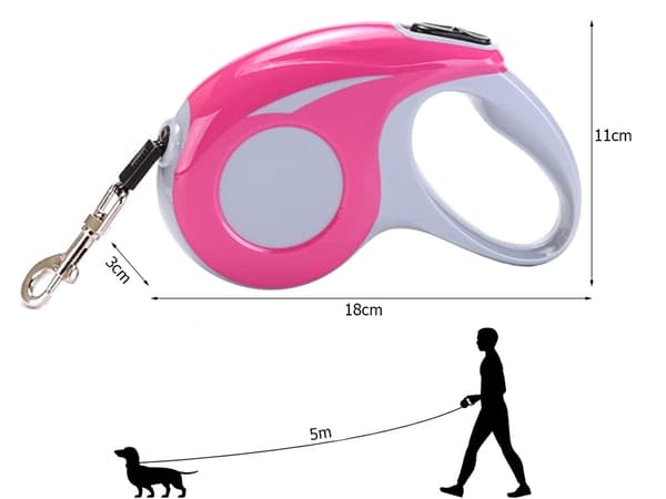 Hundkoppel 5m - Rullande - Flexibelt Rullkoppel - Hund Koppel Size