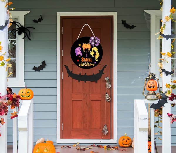 Decorative Hanging Panel for Front Door Witch Theme Halloween De