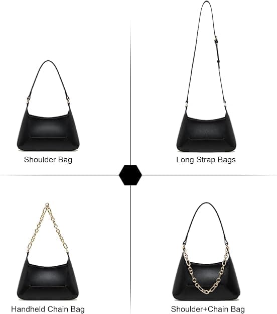 Skuldertasker til damer, håndtasker, crossbody-tasker med to skulderstropper og en kæde