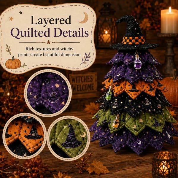 DIY Quilted Fabric Christmas Tree Kit, 3D Fabric Patchwork Craft Set for Beginners, Handmade Table Decoration for Home, Mantel, Table, Office