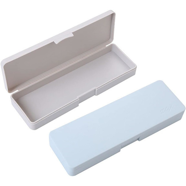 Pencil Case Plastic Pencil Box - 4 Pack Hard Pencil Case Crayon Box with Snap Lid Plastic Pencil Box Stackable Desi
