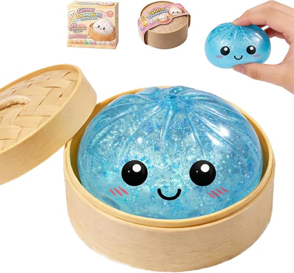 Glitter Dumpling, Glitter Dumpling Squishy Box, Angstdempende Fidget Sensorisk Myk Klembar Dekompresjon Deig Stressgaver (Blå-A) light blue