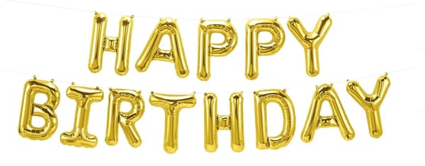 Ilmapallot Happy Birthday, 40cm, Kulta Size
