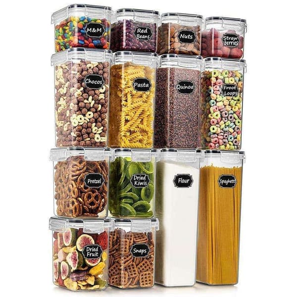 14-pack Food Storage Containers - Airtight Jars with Lids - Kit transparent Transparent
