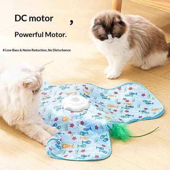 2-in-1 Interactive Cat Toy Hide-and-Seek Mat with Catnip USB Rechargeable Automatic Feather Toy for Indoor Cats 70 x 10 cm