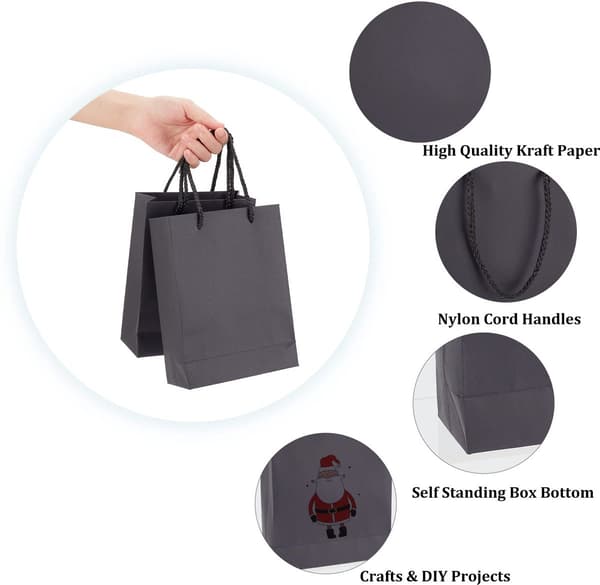 20-pack kraftpapperspresentpåsar, för födelsedagsfester och bakningsshopping, svart.