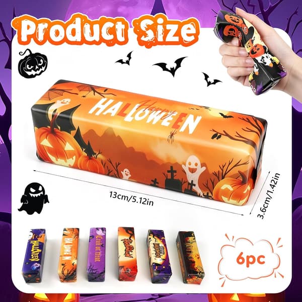 2026 Ny Halloween Langsomt Rebound Squeeze Legetøjssæt, 6-delt Sæt med Superbløde Halloween Festpræmier