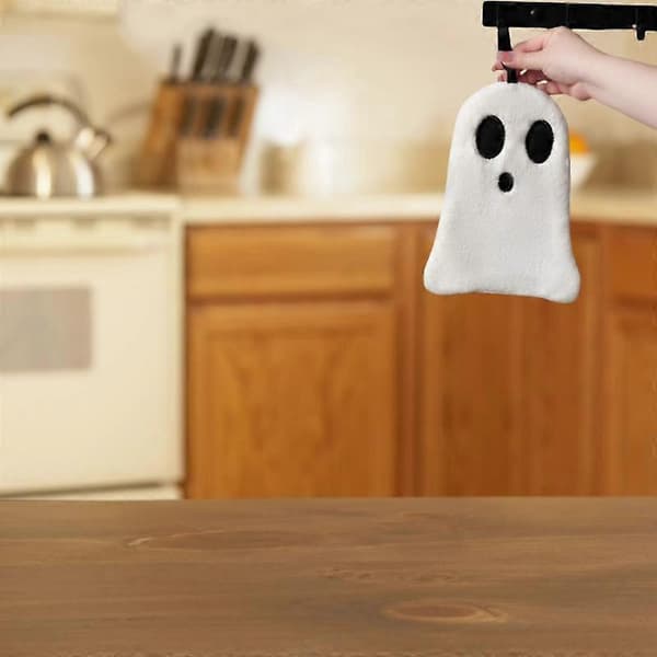 2-pak Halloween Spøgelses Håndklæder, Koralfleece, 23cm x 19cm