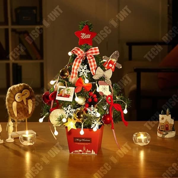 Ornament - TD® - Mini Julgran - 50cm - Rød - LED-lys