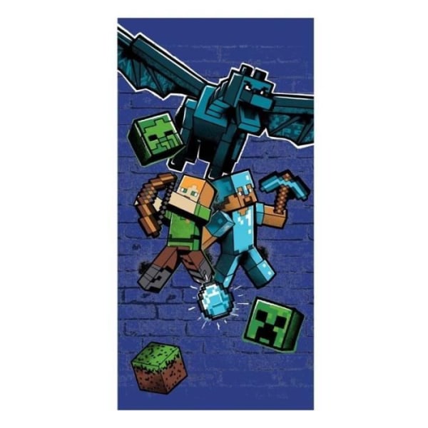 Minecraft - 100% polyester sammet - 70x140cm - Blå