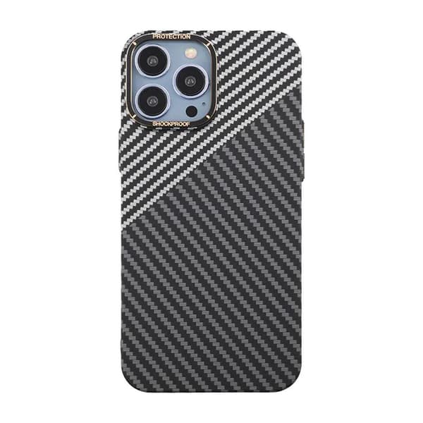 Kolfiber Skal iPhone 13 Pro Max - Svart & Vit Svart