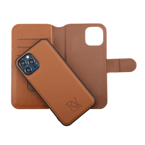 iPhone 12/12 Pro Plånboksfodral Magnet Rvelon - Guldbrun Rosa guld