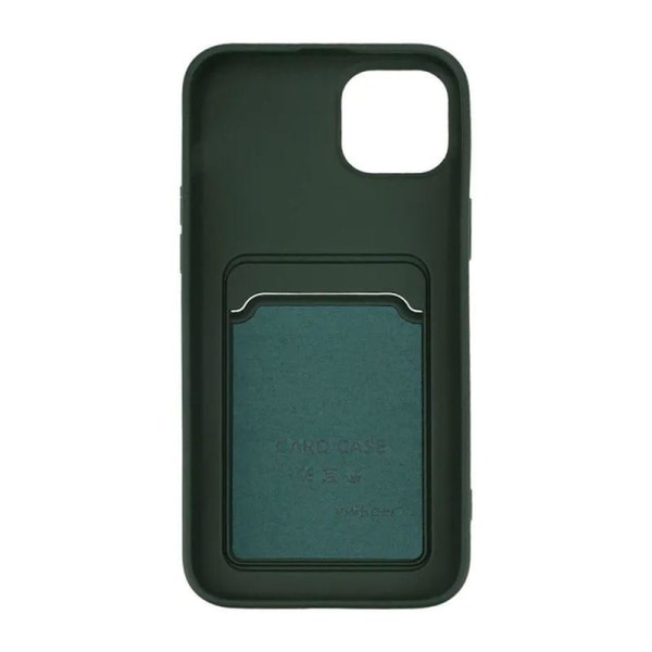 iPhone 15 Plus Mobilskal Silikon med Korthållare - Grön Grön